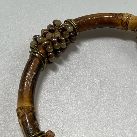 Bamboo Beaded Bangle Bracelet Boho Festival Modern - Picture 4 of 6